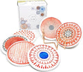 AD Set of 6 Coasters for Drinks Absorbing Round Ceramic Stone Coaster with Cork Base Tabletop Protection Mat for Mugs and Cups,Office,Kitchen (Rose Gold Holder)