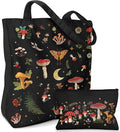 2 Pack Canvas Tote Bag - with Makeup Pouch Aesthetic Cute Women Reusable Canvas Bag for Shopping, Work, Travel
