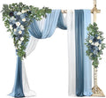 Wedding Arch Flowers Pack of 5,2pcs Large Artificial Floral Swag Arrangement and 3pcs Fabric Drap for Wedding Ceremony Arbor Reception and Backdrop Outdoor Decoration (Blue and White)