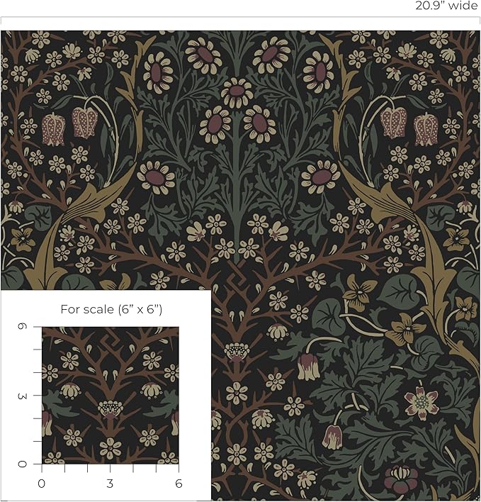 NextWall Seabrook Designs Victorian Garden Floral Vintage Prepasted Wallpaper (Blacksmith & Cliffside)