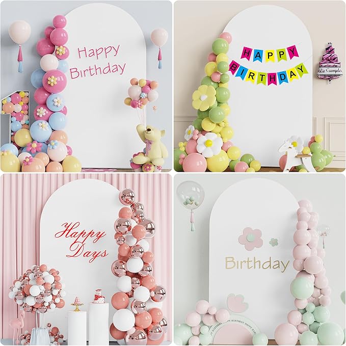 Wokceer Wedding Arch Backdrop Cover 8FT Spandex Fitted Wedding Arch Stand Covers Round Top Chiara Backdrop Cover for Birthday Party Ceremony Banquet Decoration White
