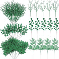 75 Pcs Christmas Glitter Branches 3 Styles Artificial Christmas Picks Berries Stems Pine Needles Floral Twig Spray for Xmas Tree Ornaments DIY Wreath Garland(Green)