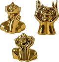 Face Vase Unique Ceramic Vase for Room,Office,Home Decor,Gold,Set