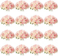 Jexine 240 Pcs Artificial Rose Flowers Bouquet Silk Realistic Flowers Bulk Centerpieces DIY Bride Fake Rose for Home Bridal Wedding Party Decorations(Pink and White)