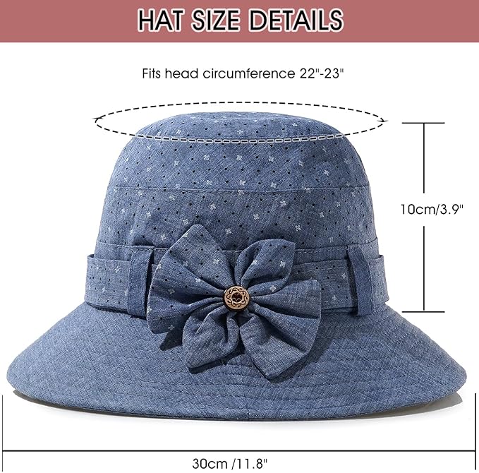 Glamorstar Cloche Hats for Women Vintage Bowler Hat Floral Fedora Bucket Hats