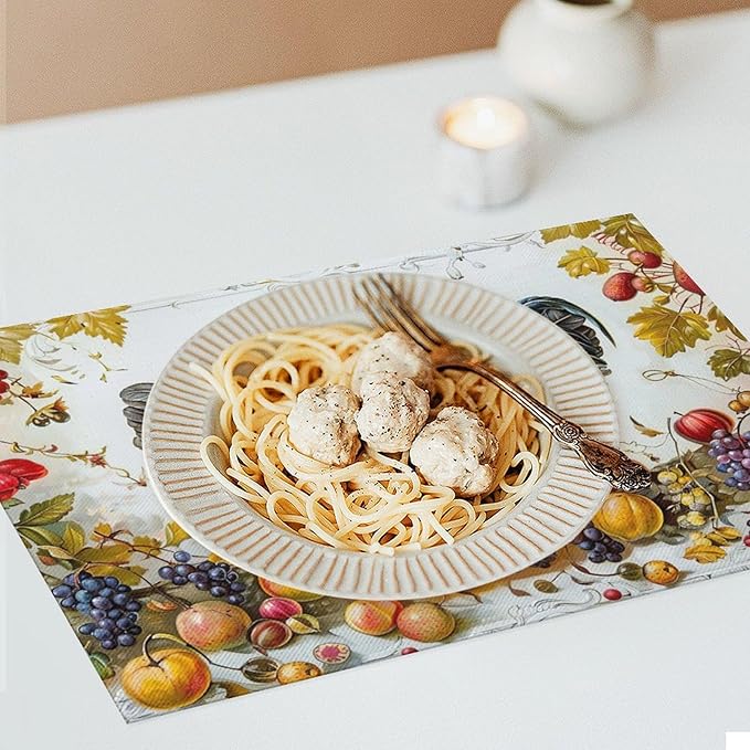 Rooster Placemats Set of 4 Farmhouse Fruits Chicken Placemats Farm Cock Chicken Country Hen Washable Place Mats for Party Kitchen Dining Decoration 4 PCS