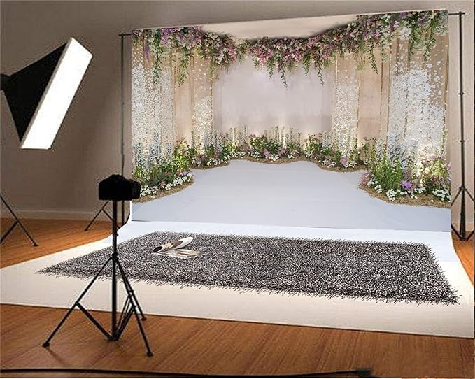 AOFOTO 7x5ft Wedding Backdrop Romance Archway Bridal Shower Flowers Wall Curtain Cradle Ceremony Banner Background for Photography Vinyl Anniversary Birthday Party Decoration Photoshoot Studio Props