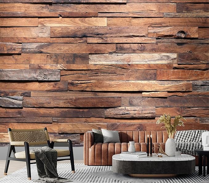 Cliouar-Timber Wood Wall Texture Background Mural Wallpaper Peel and Stick 160" x 114"