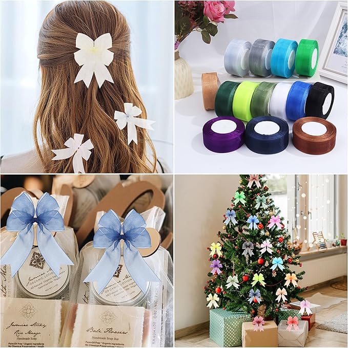 1-1/2 Inch x 50 Yards Sheer Organza Ribbon Chiffon Ribbon for Gift Wedding Flower Bouquet Wrapping Decorations Crafts (Sage Green)