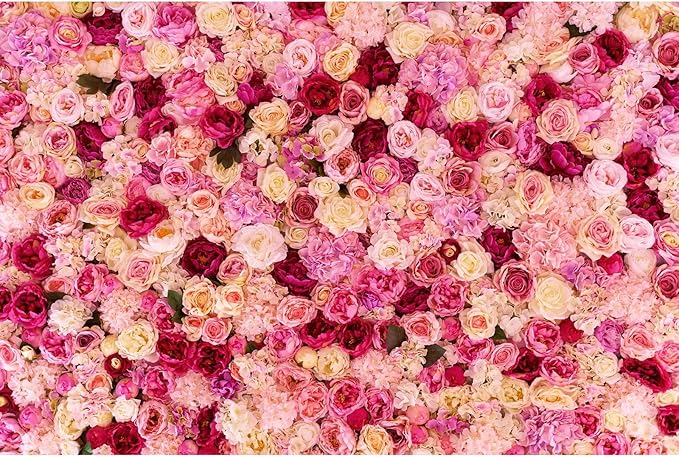 Pink Red Rose Flowers Theme Photography Background Baby Shower Wedding Happy Birthday Photo Backdrop Dessert Cake Table Floral Decoration Studio Props Banner Decor Background 15x8ft