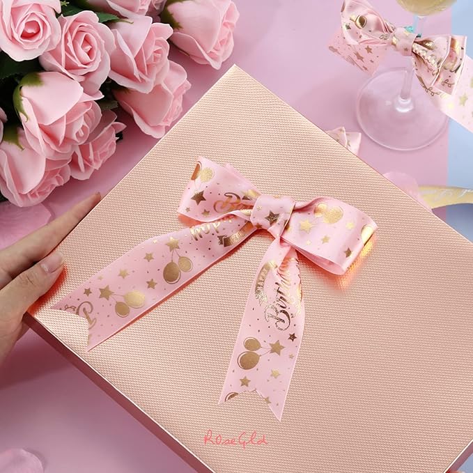 ROSEGLD 12 Large Gift Boxes with Lids 14.5x9.5x2 Inches, Rose Gold Gift Wrap Boxes (Glossy Rose Gold with Grain Texture) for Clothes, Apparel