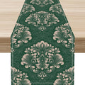 Vintage Damask Table Runner, Green Classical Luxury Old Fashioned Damask Royal Victorian Floral Print Table Center Decor for Family Kitchen Table Decorations Indoor Outdoor 13x108 inch