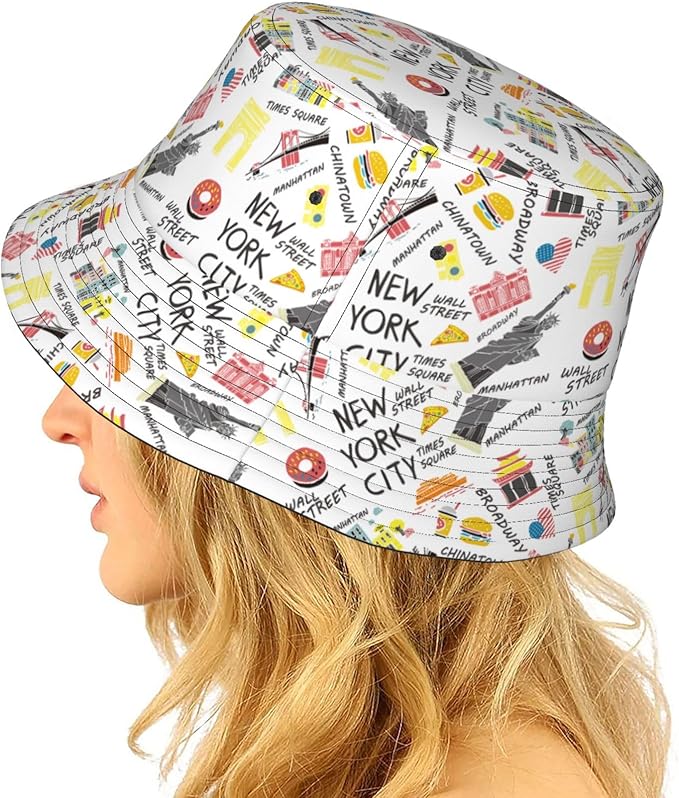 Cartoon Bucket Hat Summer Beach Travel Sun Hat Packable Fisherman Cap for Men Women