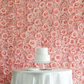 Efavormart 4 Pack 11 Sq ft. UV Protected Blush 3D Silk Rose & Hydrangea Flower Panel Wall Mat for DIY Party Centerpieces Decor