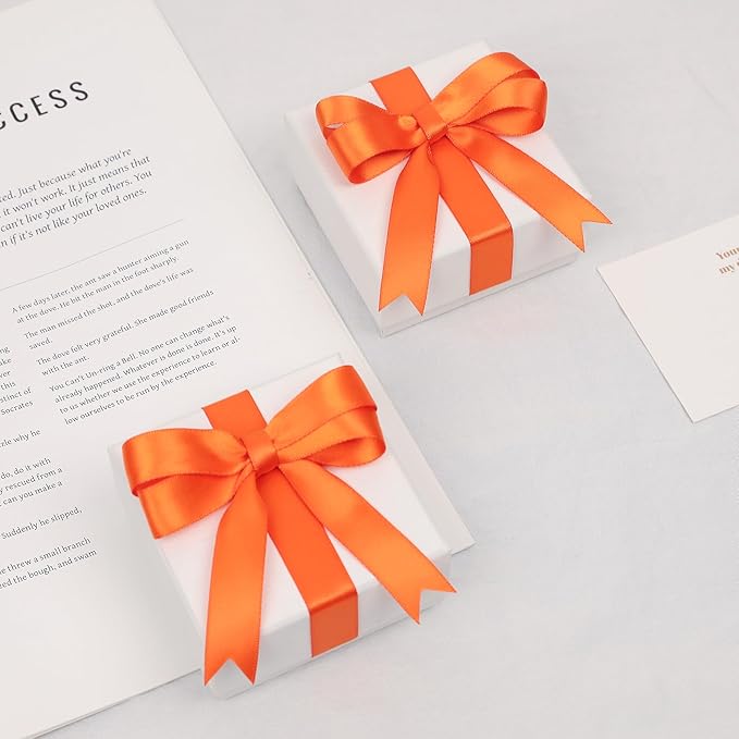 Orange Satin Ribbon, Double Faced 5/8 Inch X 50 Yards Orange Ribbon, Premium Satin Ribbon for Gift Wrapping, Crafts, Hair Bow Making, Sewing, Flower Bouquet, Wedding Party Decor