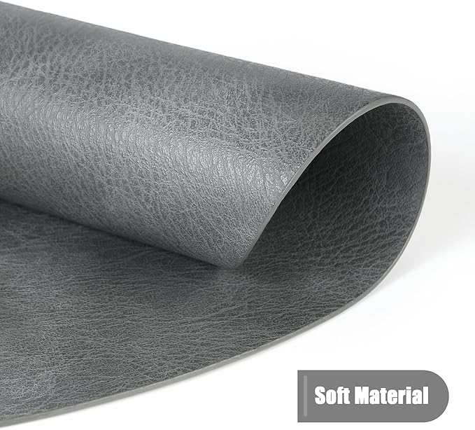 UnivoColors PU Leather Placemats Set of 6,15 Inches Round Washed Cowhide Pattern Table Mats for Dining Table, Kitchen, Party Decoration(Retro Grey)