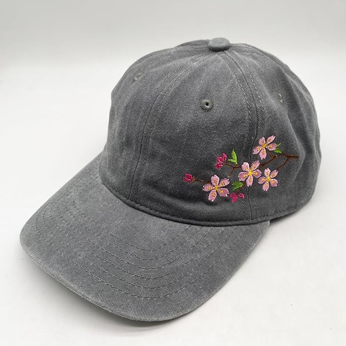 Cute Flower Hat, Elegant Floral Embroidered Adjustable Baseball Cap for Men Women, Gifts for Flower Lovers, Black