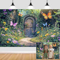 15X10ft Enchanted Forest Backdrop Fairy Enchanted Wonderland Garden Wooden Door Floral Butterfly Photography Background for Kids Girls Baby Shower Birthday Party Decoration Banner Booth Props