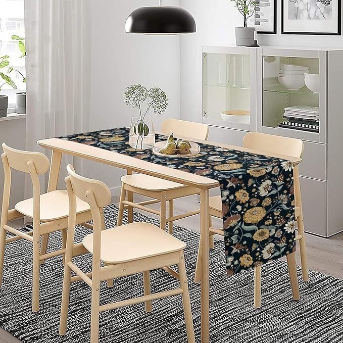 Boho Floral Table Runner Bohemian Floral Vintage Home Kitchen Dining Table Decoration 13x60 Inch 1PCS