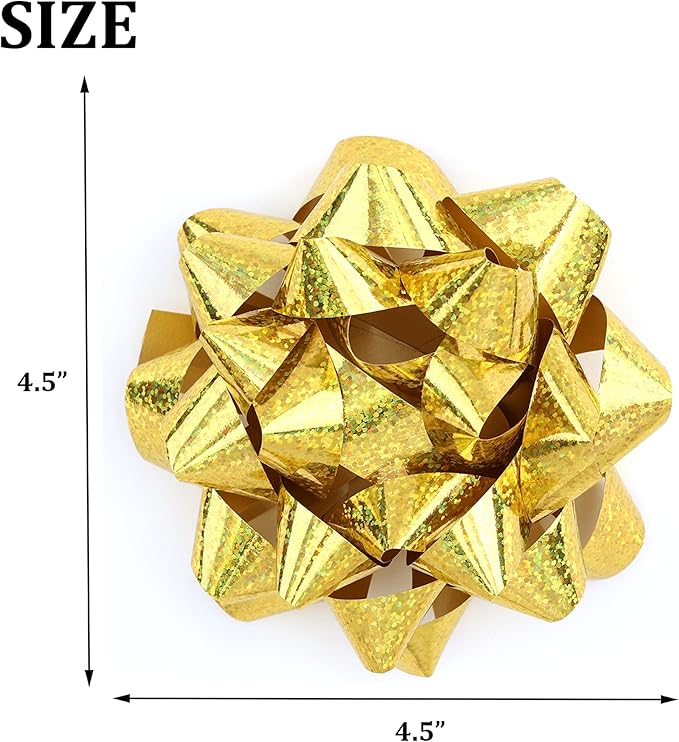 CHOIEO 15 Pcs Gift Bows Assortment, Decor for Christmas, Birthdays, Weddings, Holiday Embellishments, Presents, Wrapping Paper, Anniversaries, Baby Showers, Bridal Showers, Hanukkah (Dazzel Gold)