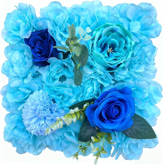 Flower Wall Backdrop, 12PCS 10.6"-15.7" Artificial Flower Wall Panel with Various Styles, 3D Floral Wall Decor for Wedding Photo Background Festive Party Home Decoration (K008, 11.8 * 11.8in)