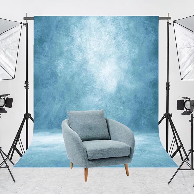 Abstract Professional Photography Backdrop for Portrait Photo Props Booth Background Photoshoot Studio with Polyester Fabric Roller Pocket on Top(8x12ft, Light Blue,No Stand)