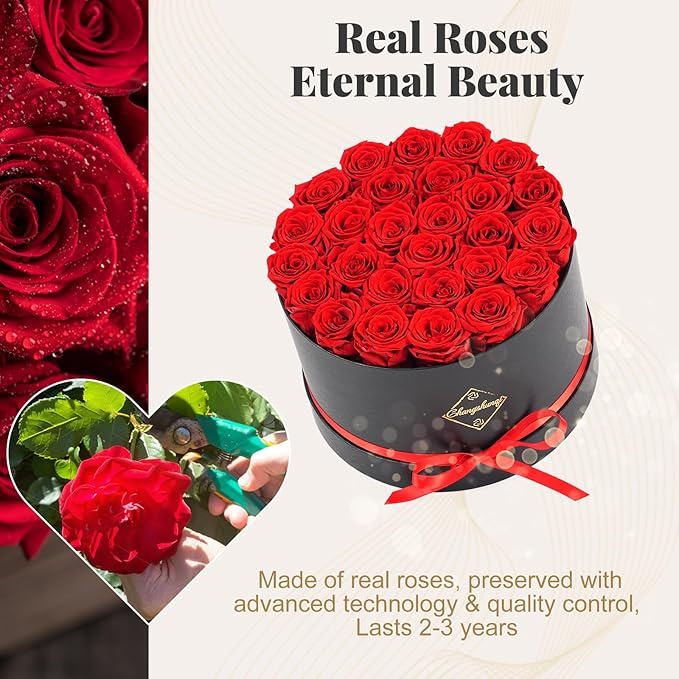 Changshunqi 27 Flowers Forever Preserved Roses, Preserved Real Flowers in Box, Forever Flower for Delivery Womens Birthday Gifts for Her Mom Grandma Anniversary Women Gifts for Wife Mother's Day