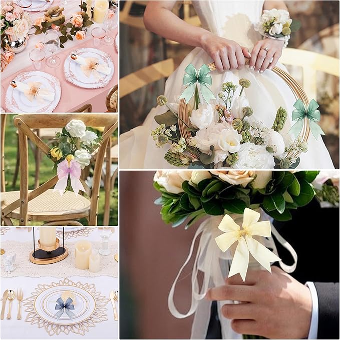 1-1/2 Inch x 50 Yards Sheer Organza Ribbon Chiffon Ribbon for Gift Wedding Flower Bouquet Wrapping Decorations Crafts (Dark Green)