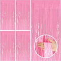 5 Pack Pink Tinsel Curtain Foil Fringe Birthday Graduation Party Decorations Photo Booth Streamer Backdrop