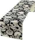 Gothic Table Runner,Black White Skeleton Flower Moth Print Table Runner for Home Kitchen Table Dining Garden Farmhouse Wedding Party Decor 13x108 Inch