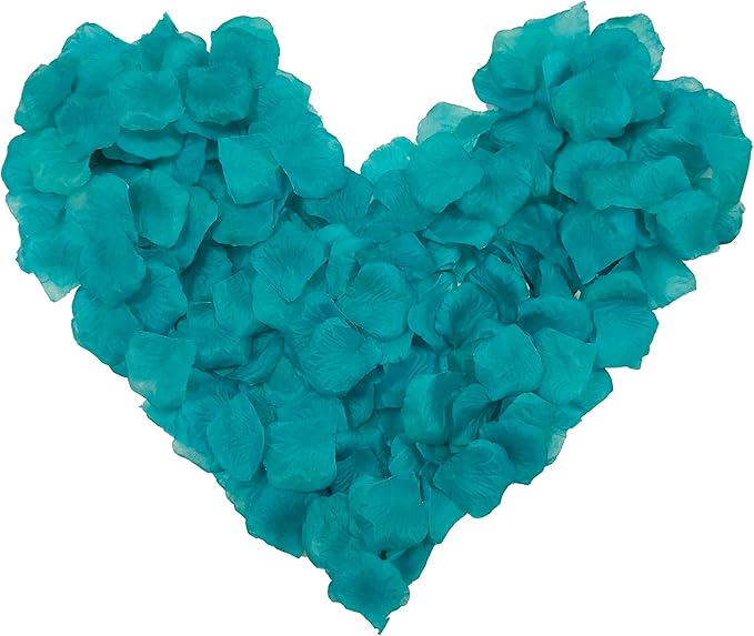 Separated 1500 PCS Artificial Turquoise Blue Rose Petals for Romantic Night ,Faux Turquoise Blue Flower Petals for Flower Girl Weddings Valentine Day Party Romantic Decoration(Ready-to-use)