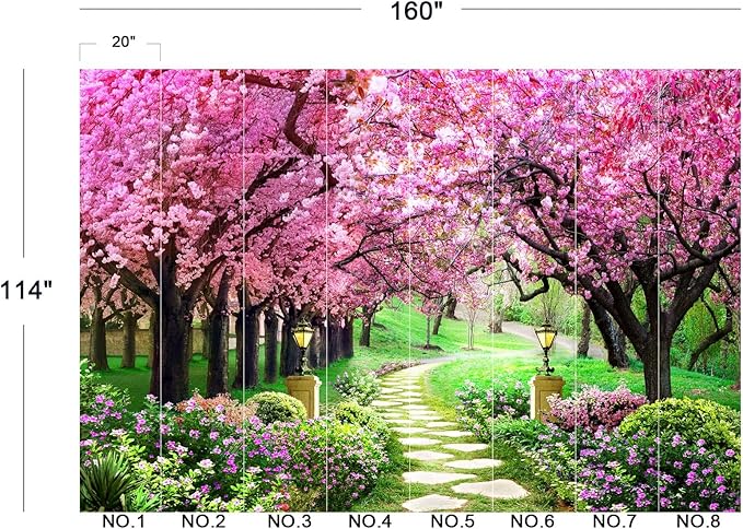 Cliouar-Pink Cherry Tree Flower Wall Mural Wallpaper Peel and Stick 160" x 114"