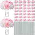 Unittype Silk Hydrangea Artificial Flowers Heads with Stems Faux Hydrangea Flowers for Wedding Centerpieces Bouquets DIY Floral Decorations for Home Indoor(White and Pink,200 Pieces)