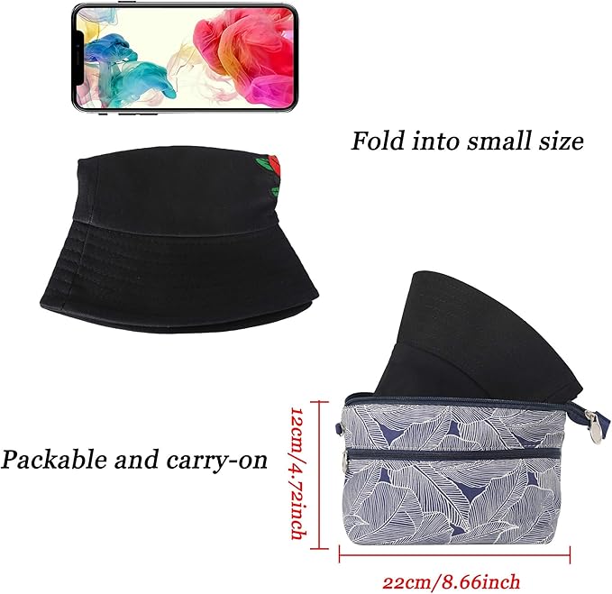 ZLYC Unisex Fashion Embroidered Bucket Hat Summer Fisherman Cap for Men Women