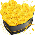 16-Piece Forever Flowers Heart Shape Box - Preserved Roses, Birthday Gifts For Women- Flower Delivery Prime, Valentines, Anniversary, Wedding Gifts- Yellow Roses