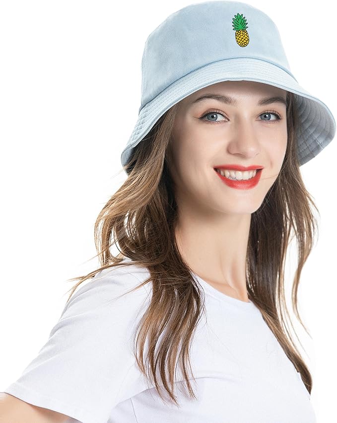 ZLYC Unisex Fashion Embroidered Bucket Hat Summer Fisherman Cap for Men Women