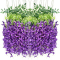 Artificial Wisteria Hanging Flowers-Fake Wisteria Flower Garland Silk Vines Rattan Decor for Home Wedding Arch Wall Garden Greenery Bedroom Outdoor Office Party Decoration (24, Purple)