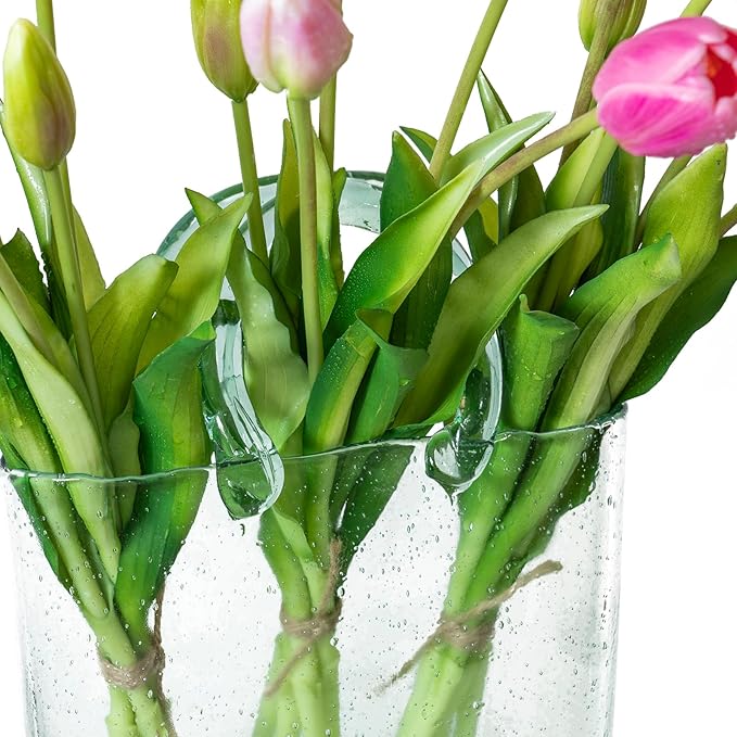 15pcs Artificial Tulips Flowers, Real Touch Latex Bouquet, Fake Tulips for Office Wedding Party Home Kitchen Garden Decoration-B Peachblow