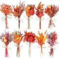 10 Pack Fall Decor Dried Flowers Bouquets Burnt Orange Flowers with Stems Natural Dried Flowers for Small Vase Fall Decorations for Home Floral Arrangement for Autumn Harvest Thanksgiving Table Decor