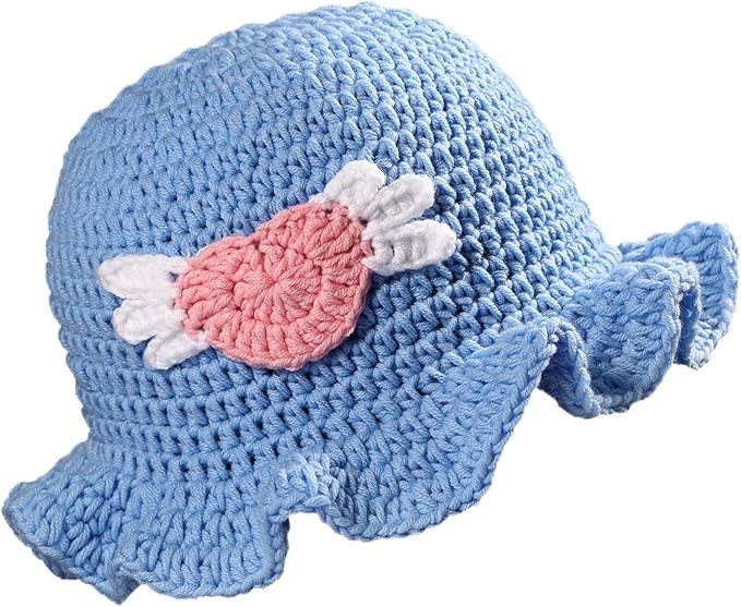 Crochet Bucket Hat for Women Flower Knit Hat Hollow Out Foldable Cap Hats