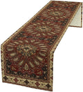 Boho Paisley Table Runner, Classic Traditional Red Gold Mandala Vintage Farmhouse Decor Table Runner for Kitchen Dining Festive Holiday Party Wedding Gathrting, 13x108 Inch