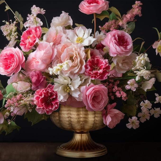 4 Pcs Distressed Vintage Gold Compote Vase for Centerpieces Compote Bowl 8'' Wide Vintage Decorative Antique Urn Planter Vase for Wedding Event Anniversary Party Indoor Outdoor Activity