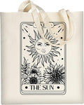 AUSVKAI Canvas Tote Bag Aesthetic for Women, Cute Sun Moon Cotton Totes Bag for Grocery Beach Shopping Gifts