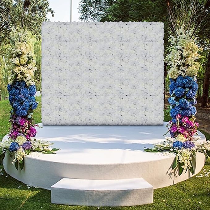 Artificial Flower Wall Panels, Silk Wedding Flower Wall Backdrop Panel, 3D Floral Panel Artificial Floral Wall Mat Flower Screen for Photo Party Wedding Wall Background Decor (6PCS Ivory White)
