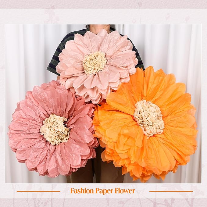 VAIPI 12 Pcs Giant Tissue Paper Flowers Decorations, 30'' 24'' 20'' 12'' Large Crepe Paper Flowers Colorful Pom Poms DIY Craft for Wedding Baby Shower Birthday Party Wall Backdrop Decor