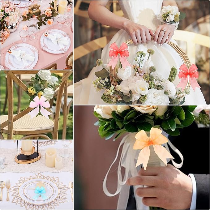 1-1/2 Inch x 50 Yards Sheer Organza Ribbon Chiffon Ribbon for Gift Wedding Flower Bouquet Wrapping Decorations Crafts (Light Pink)