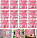 Flower Wall Backdrop 12pcs 16.5x16.5 Inch Artificial Floral Wall Panel 3D Silk Rose Wall Decor Ideal for Wedding Celebrations, Festive Party Backdrops, and Home Decor-Rose Pink