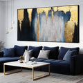WINKAILIN Blue and Gold Abstract Canvas Wall Art with Frame Modern 29x58 Large Painting Minimalist Artwork for Living Room Bedroom Dining Room Decor