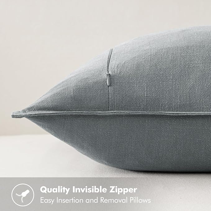 MIULEE Decorative Linen Euro Sham Pillow Covers 26x26 Gray Boho Farmhouse Neutral Couch Throw Pillows for Bed Pack of 2 Accent Modern Pillowcase Sofa Livingroom Home Decor
