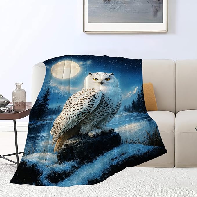 Owl Blanket Cute Owl Throw Blanket Soft Cozy Fleece Fuzzy Stuffed Plush Flannel Gifts for Girls Women Boys Kids Adults50 X60